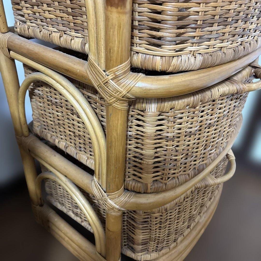 ま*ん様 ナチュラルラタン 4段チェスト