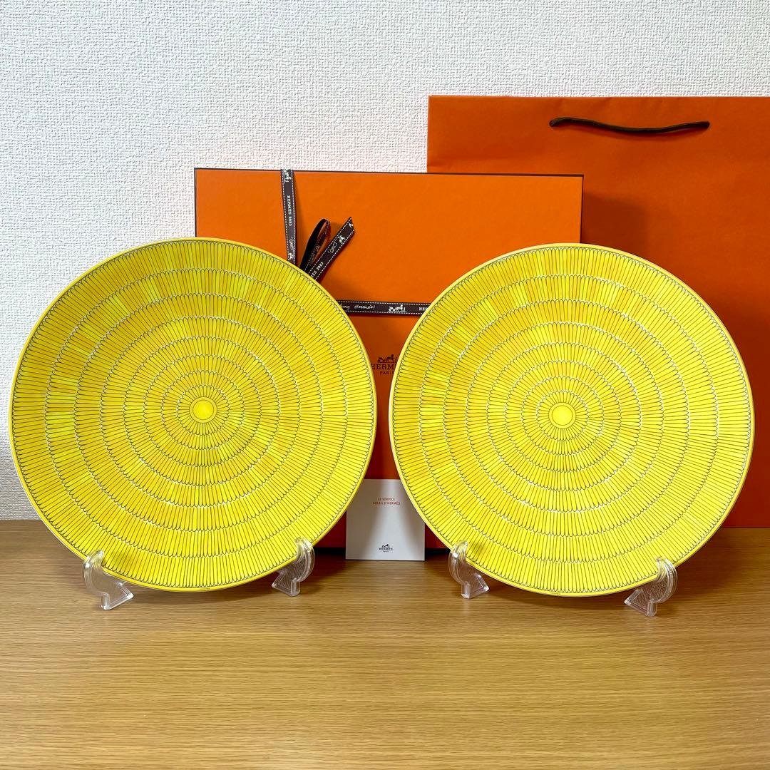 【新品 2枚 ギフト包装】エルメス　ソレイユ ドゥ エルメス　サービングプレート